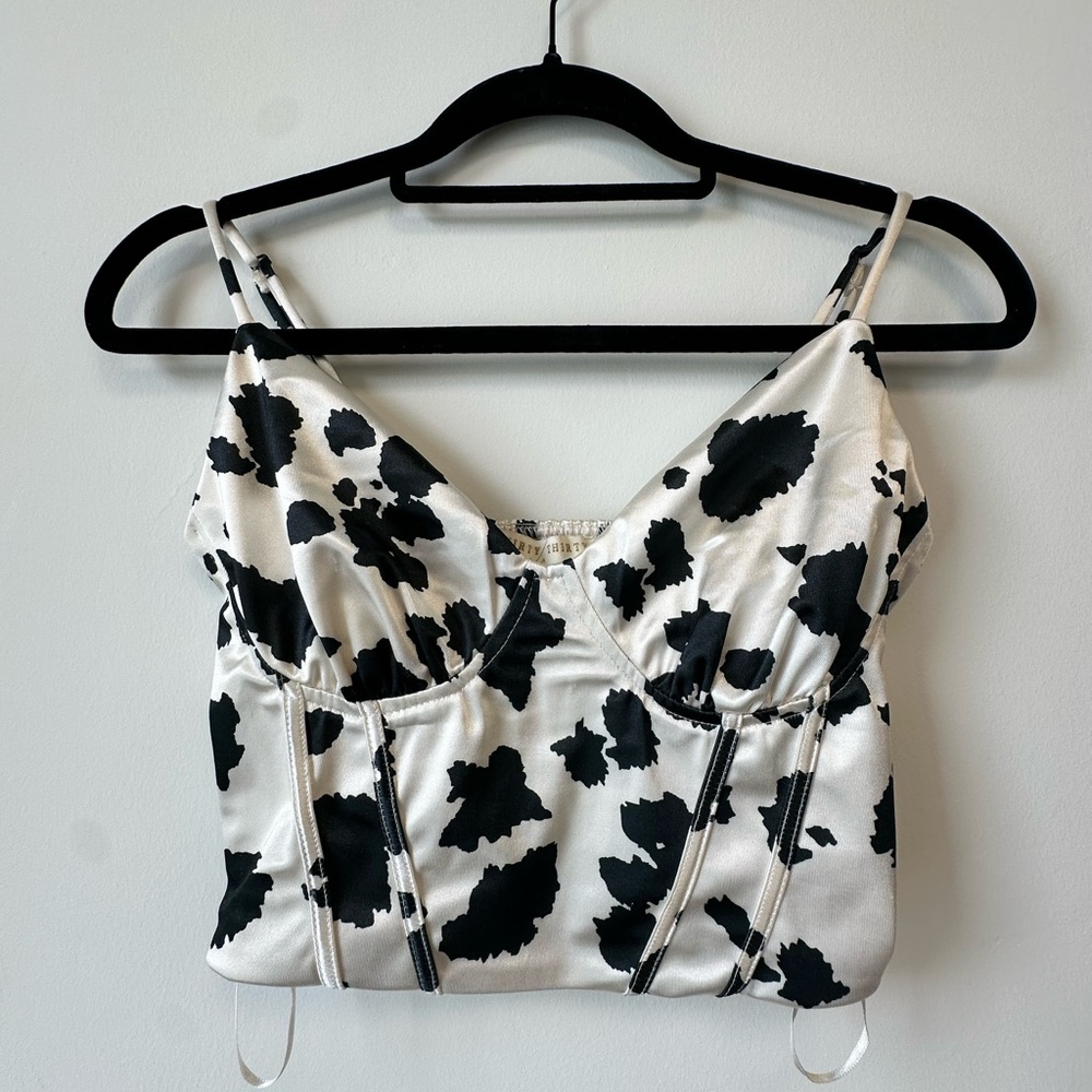Stylish Cow Print Black and White Women's Top